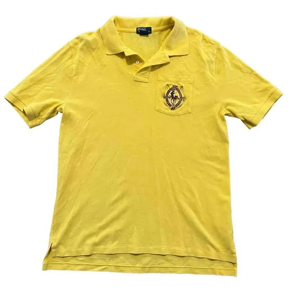 Vintage Ralph Lauren Yellow Button Up Polo Shirt Size XL
